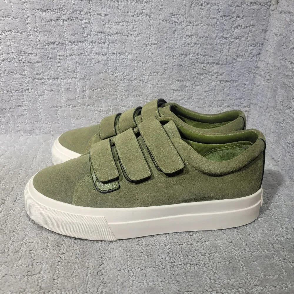 Vince Sunnyside Women's Size 6.5 Fern Green Suede Multi Strap Fashion Sneakers